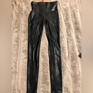 Spanx Black Faux Leather leggings Size Small
